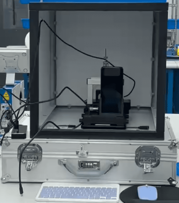 Smartphone-based goniometer system on tubing samples